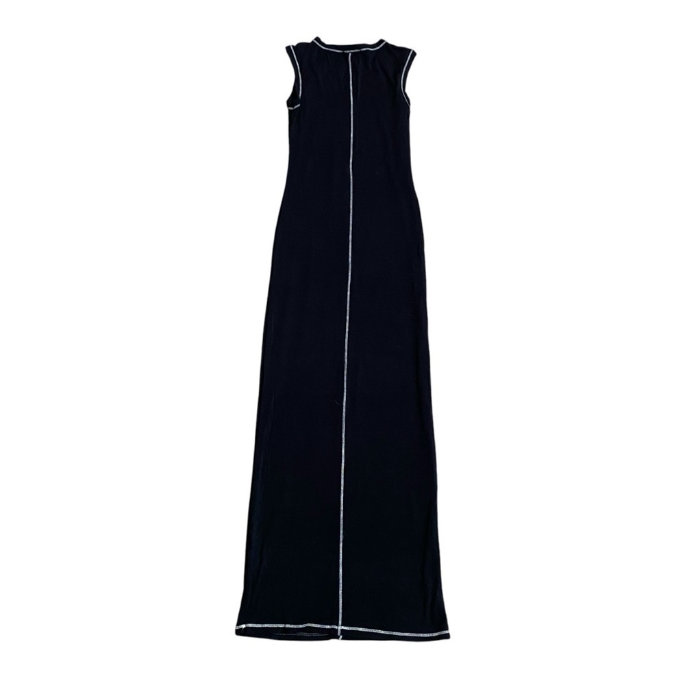 The Line By K Inez Maxi Dress XS Black Contrast Stitch Bodycon Sleeveless - Picture 10 of 12